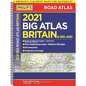 2021 Philip’s Big Road Atlas Britain and Ireland: (A3 Spiral binding) Spiral-bound – 11 juni 2020
