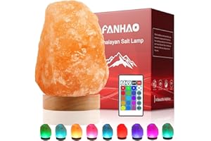 FANHAO Himalayan Salt Lamp 16 Colors, Natural Crystal Salt Rock Lamp Hand Carved Night Lights, USB Salt Crystal Lamp Remote C