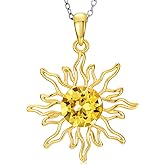 Plesitep Sun Necklace for Women 18K Rose Gold Plated Dainty Sun Necklace with Crystal Gifts Sunflower Minimalist Jewelry