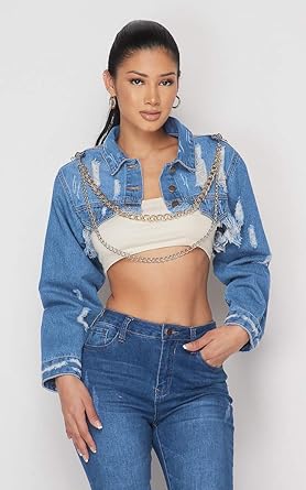 crop ripped denim jacket
