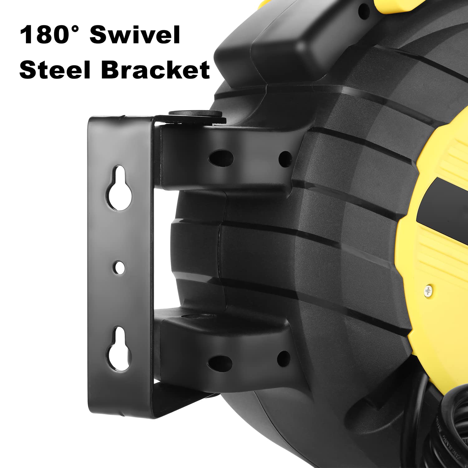 Homdox 65 FT Extension Cord Reel, 14 AWG Retractable Power Cord Reel, Ceiling/Wall Mount Electric Reel for Large Garage, 3 Outlets, 13A Circuit Breaker, UL Listed