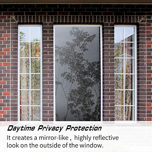 Ablave Window Film One Way Mirror Film Daytime Privacy Window Tint Anti-UV Heat Control Static Cling Vinyl(17.7in x 78.7in)