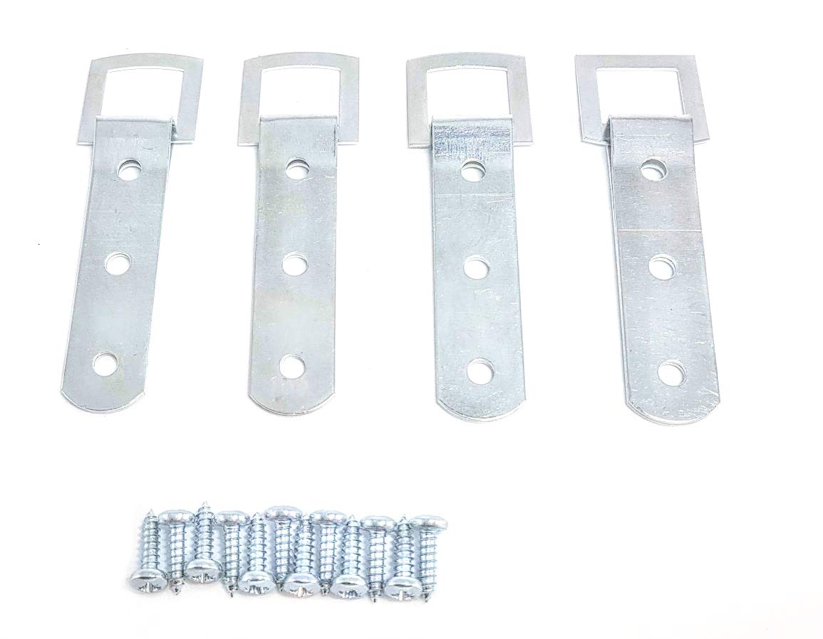 4 x Heavy Duty ZINC Plated Steel Strap Hangers D Rings Large Picture/Mirror - Including Screws