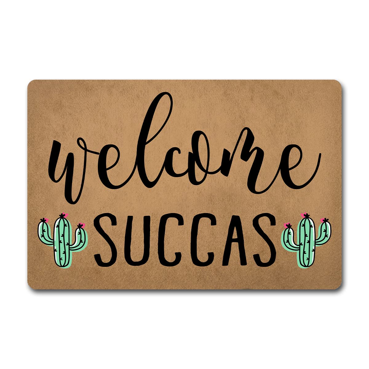 Photo 1 of Funny Welcome Doormat For Entrance Way Indoor Front Porch Decor Small Rugs Welcome Succas Cute Cactus Personalized Funny Home Decor Mat Anti-Slip Rubber Novelty Prank Gift Mats23.7"(L) x 15.9"(W)