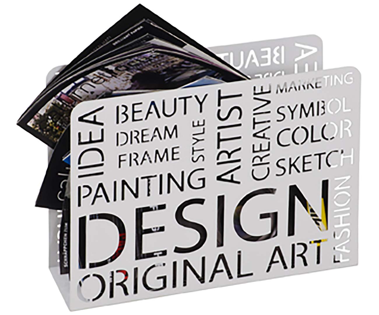 HAKU Magazine Rack White, Metal - Dim.: W 35 cm X H 26 cm X D 10 cm, Style: Modern