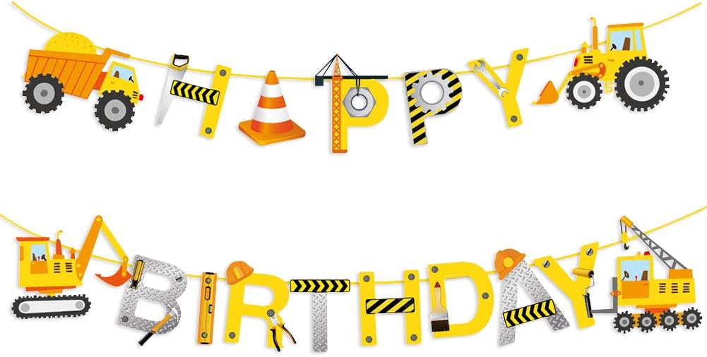 Construction Happy Birthday Banner,Construction Party Supplies,Construction Party Decorations for Girls,Boys,Kids Home,Classroom,Baby Showers Decoration