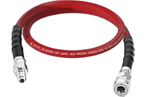 YETIANICAL NIFUAL Pressure Washer Whip Hose with Swivel, 5FT Hose Reel Connector Hose with 3/8'' Quick Connect for Power Washing, 4000PSI