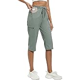 MoFiz Capri Pants for Women Lightweight Ice Cool Capris for Women Casual Summer Trip Loose Shorts with Zipper Pockets