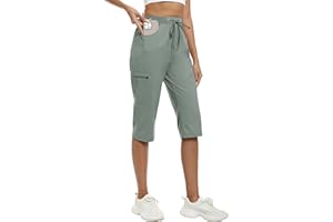 MoFiz Capri Pants for Women Lightweight Ice Cool Capris for Women Casual Summer Trip Loose Shorts with Zipper Pockets
