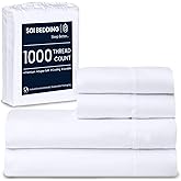 SGI 1000 Thread Count Egyptian Cotton Queen Sheet Set – Ultra Soft, Deep Pocket 17” Fitted, Breathable & Hotel-Quality,Luxury 4-Piece Premium Bedding Set for Crisp, Durable Comfort – White