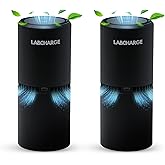 LabCharge Small Ionic Air Purifier for Home & Bedroom – Silent HEPA Filter – Covers 250 Sq Ft - Free Cleaner for Pets, Hair, Smoke, Dust, Odors & Dander – Compact & Black Design - Pack of 2