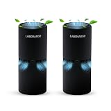 LabCharge Small Ionic Air Purifier for Home & Bedroom – Silent HEPA Filter – Covers 250 Sq Ft - Free Cleaner for Pets, Hair, Smoke, Dust, Odors & Dander – Compact & Black Design - Pack of 2