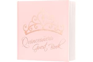 Calculs Libro De Firmas Para Quinceañera Guest Book 15th Quinceanera Party Favors Polaroid Picture Book Decorations 8.5” Square Pink Cover Rose Gold Gilding