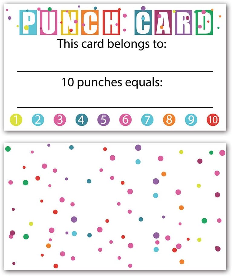 Punch Cards, Pack of 50, Student Awards Loyalty Cards, Incentive Loyalty Reward Card, for Classroom Business Kids Behavior Students Teachers, 3.5" x 2" : Office Products