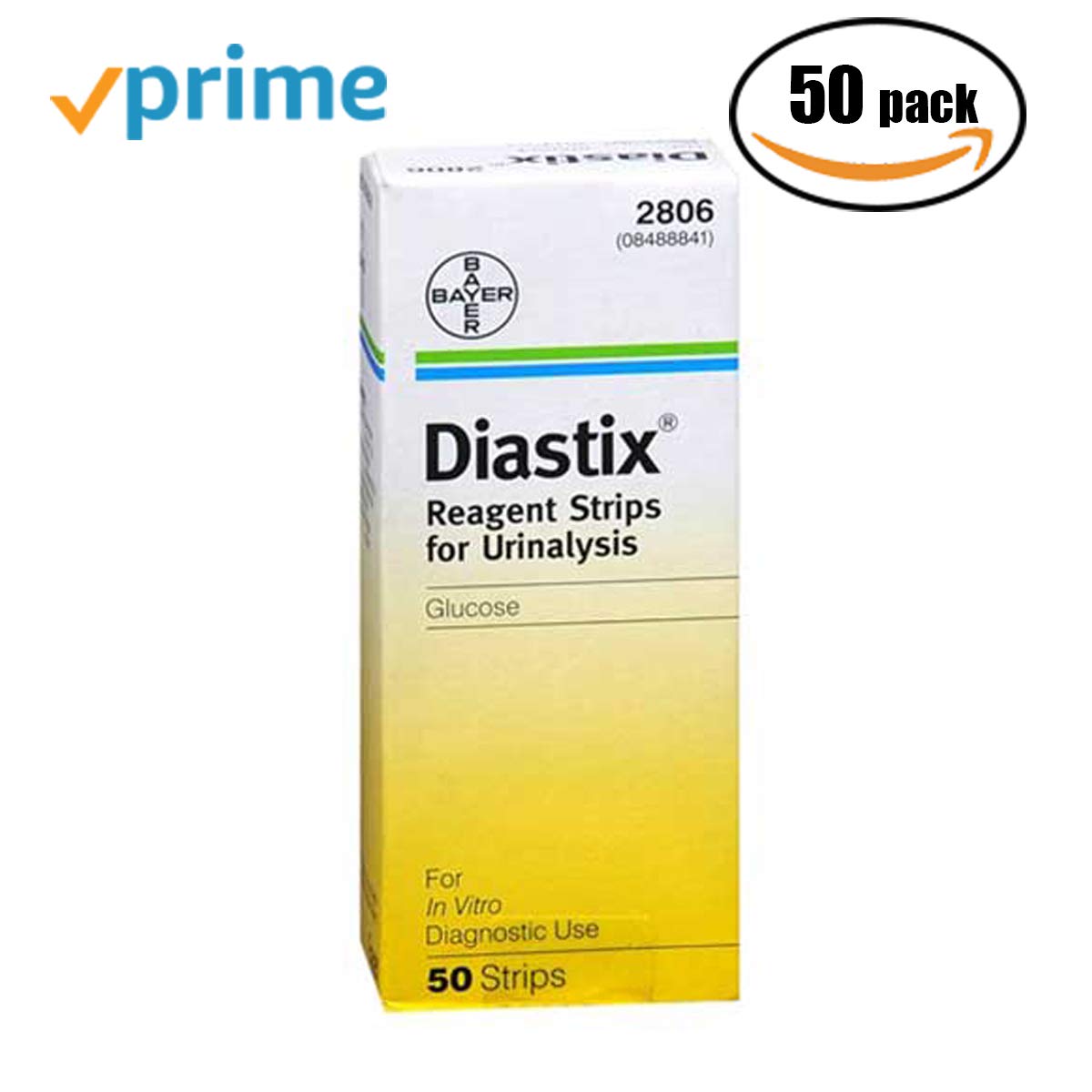Bayer Diastix, Reagent Strip, Tests Glucose in Urine, 50/Pack, 100/Pack