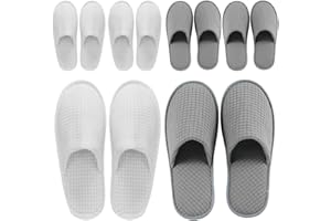 OUREAMOD 6 Pairs Spa Slippers for Men and Women Fleece Non Slip Disposable Slippers Bulk Pack for Guest,Travel,House, Indoor, Bedroom, Spa, Shoeless Home,Hotel,Wedding Bride Slippers,Washable and Reusable