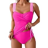 B2prity Tankini Swimsuits for Women Tummy Control Two Piece Bathing Suit High Waisted Wrap Swim Suit with Bottom Swimwear