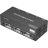 DVI Splitter 1 in 2 Out 2 Port DVI Dual Monitors Distribution Duplicator Video Splitter Support EDID Management Resolution up to 4K30Hz for PC Laptop DVR Projector HDTV