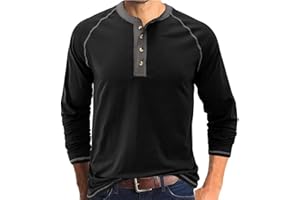Panccsivo Mens Long Sleeve Henley Shirts Casual Workout Shirt Tops Button Placket Raglan Cotton T Shirts