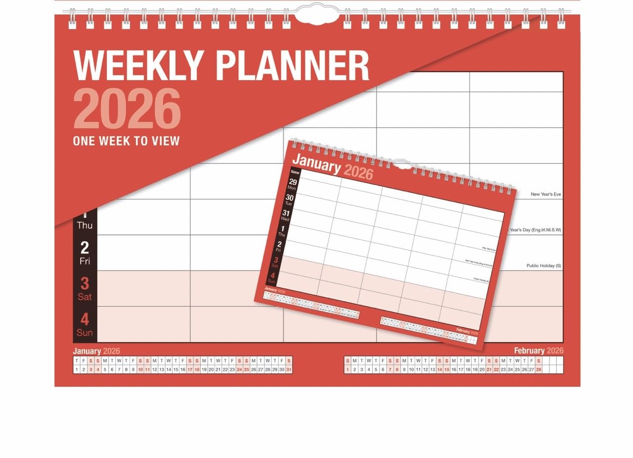 2026 Calendar,Planners & Personal Organizers, 5 Column Month to View Spiral Bound Wall Planners, Notable Dates, Spiral Bound for Home Business School (A4 Weekly Planner With 5 Columns) โ image 1