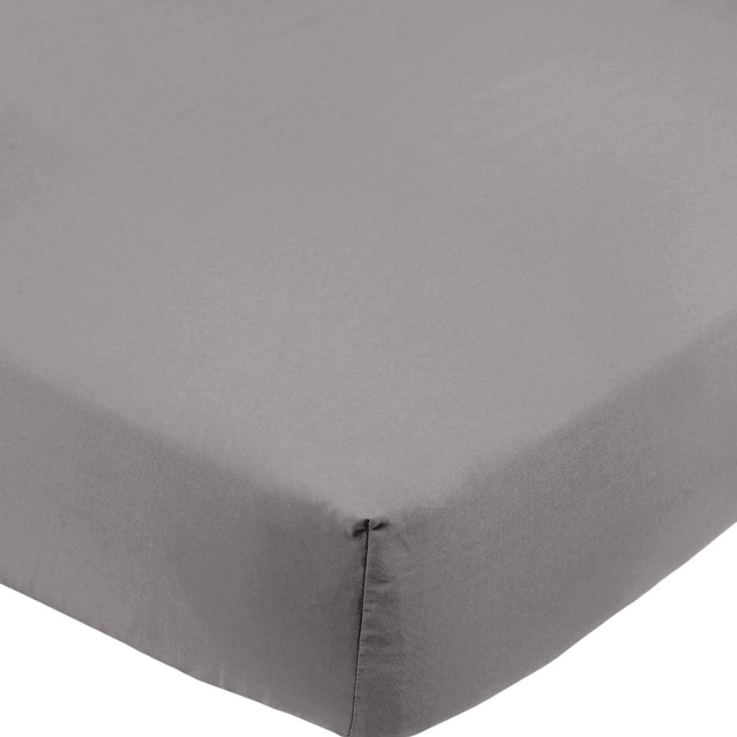200 Thread Count Cotton Fitted Sheet 30CM/12 Inch, Double - Grey โ image 1
