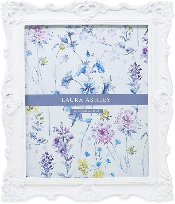 Laura Ashley 8x10 White Ornate Textured HandCrafted Resin