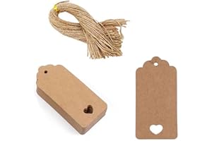 100 PCS Heart Shape Kraft Paper Gift Tags with 100 Root Strings