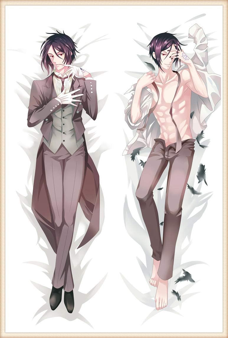 HH ART Sebastian Michaelis Kuroshitsuji Black Butler Male Peach Skin Pillowcase 100 x 34 cm (39,9 in x 13,3 in)