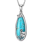 925 Sterling Silver Real Turquoise Dragonfly Necklace - Genuine Turquoise Pendant - Dragonfly Jewelry for Women - Western ecklace