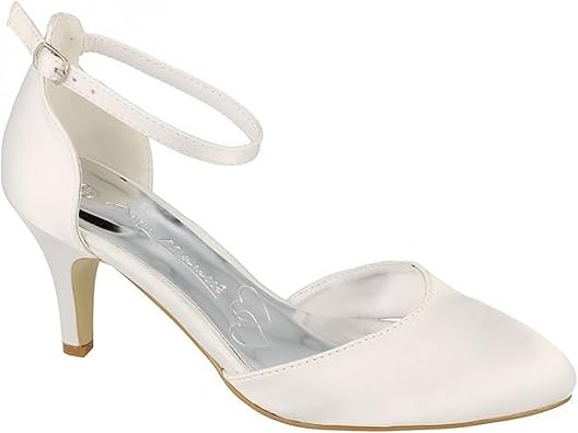 white wedding court shoes