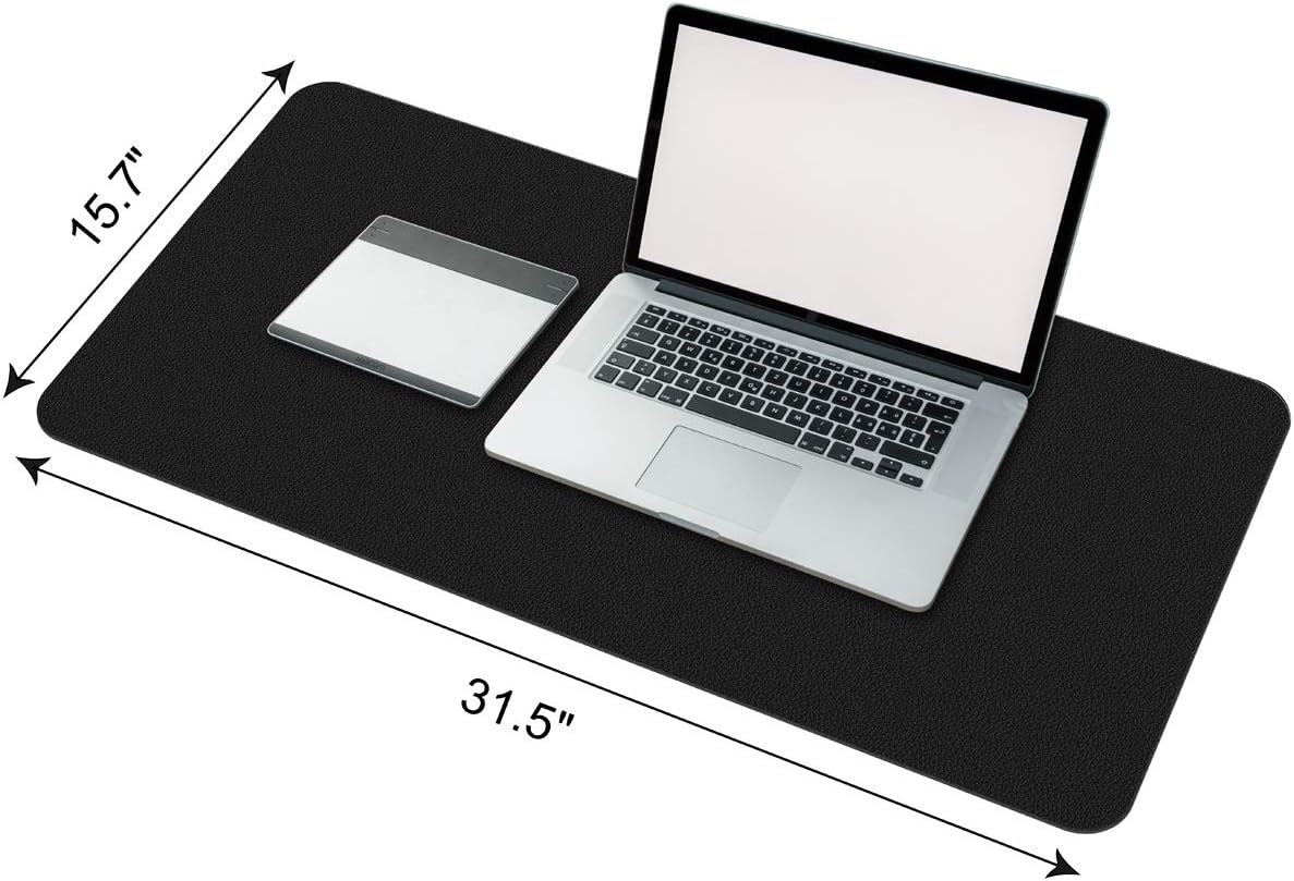 Mejerca Desk Pad Office Desk Protector Mat 31.5" x 15.7" PU Leather Laptop Waterproof Desk Blotter for Mouse Desk Writing and Gaming Mat (Midnight Black) : Office Products