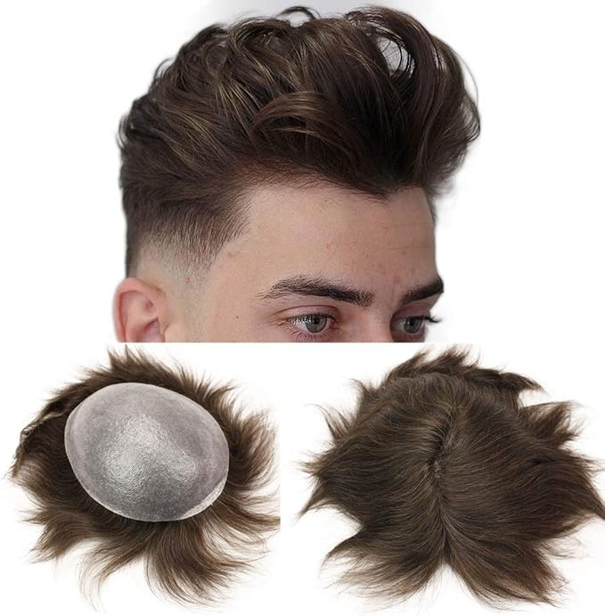 Rubyonly Herren Toupet Blond Farbe 613 – Remy Echthaar-Perücke, 10x8 Zoll, Haut PU