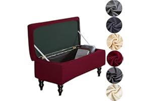 ANWUCHEN Ottoman Cover Rectangle, Stretch Storage Ottoman Cover-Jacquard Ottoman Covers Slipcover Rectangle-Removable Storage Bench Cover Folding Ottoman Covers with Elastic Bands Ties,Red Large