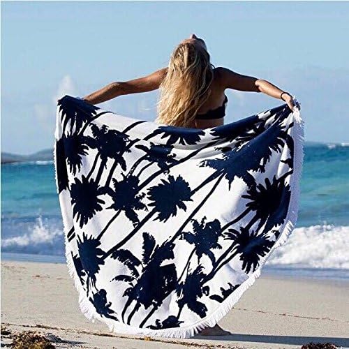 Indian Mandala Microfiber Large Round Beach Blanket with Tassels Ultra Soft Super Water Absorbent Multi-Purpose Towel 59 inch across