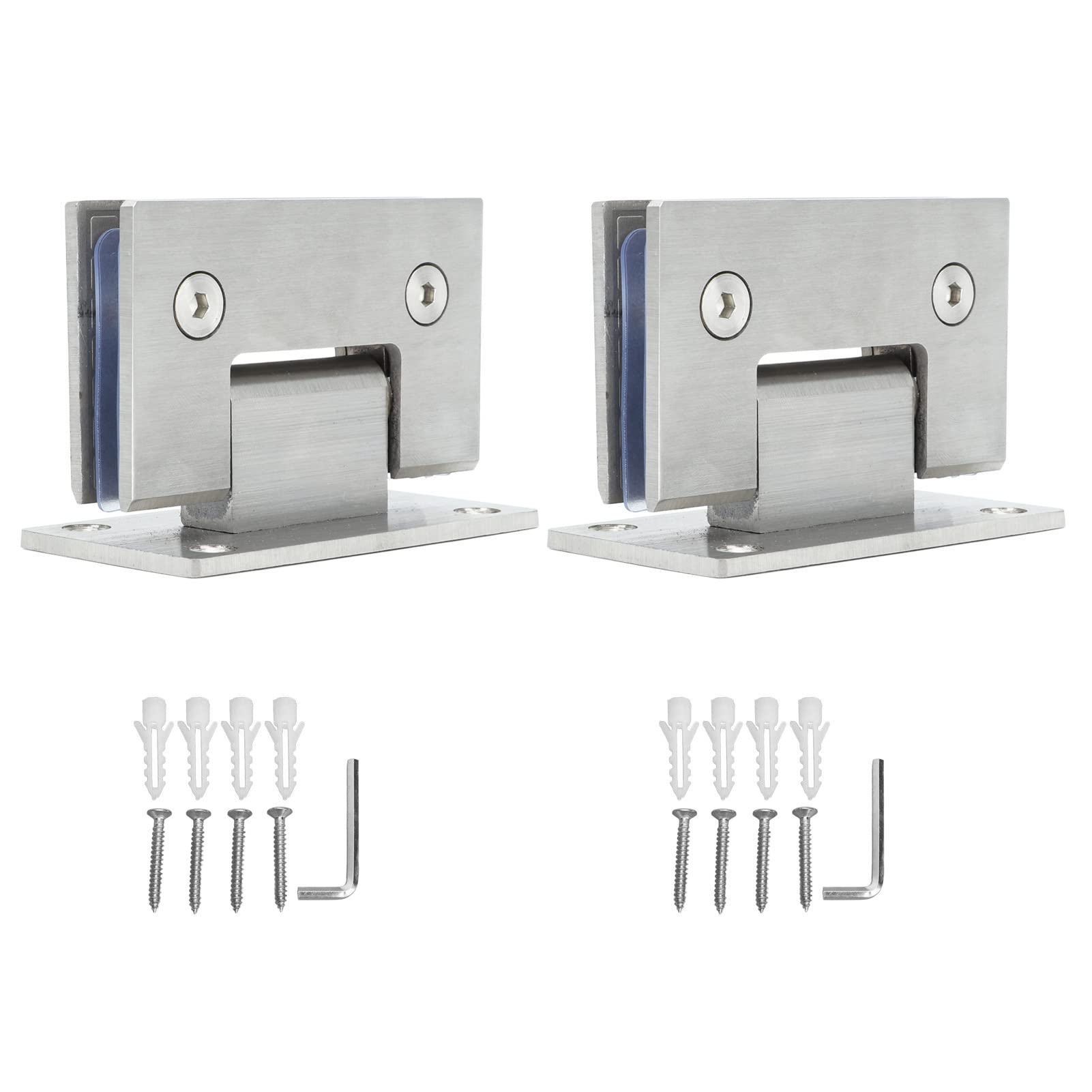 2PCS 90° Heavy Duty Stainless Steel Shower Door Hinges - Rustproof Frameless Glass Door Hinge for Bathroom/Toilet, Easy Install & Durable (Fits 8-12mm Glass)