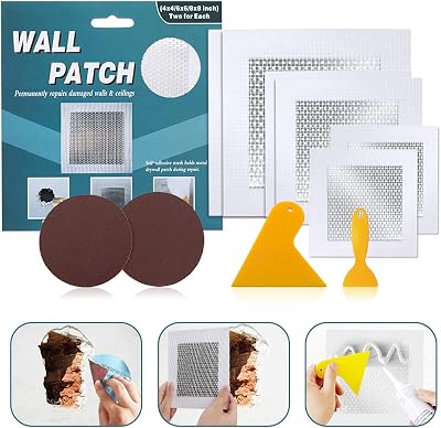 Tahikem Wall Repair Patch Kit 4x4 6x6 8x8 Self Adhesive Aluminum Mesh