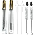 fupah Empty Mascara Tube and Wand Glass, Empty Lip Gloss Tubes with Mascara Wands, Refillable Empty Makeup Containers Clear Mascara Tube, Empty Eyelash Cream Container Bottle (A+B)