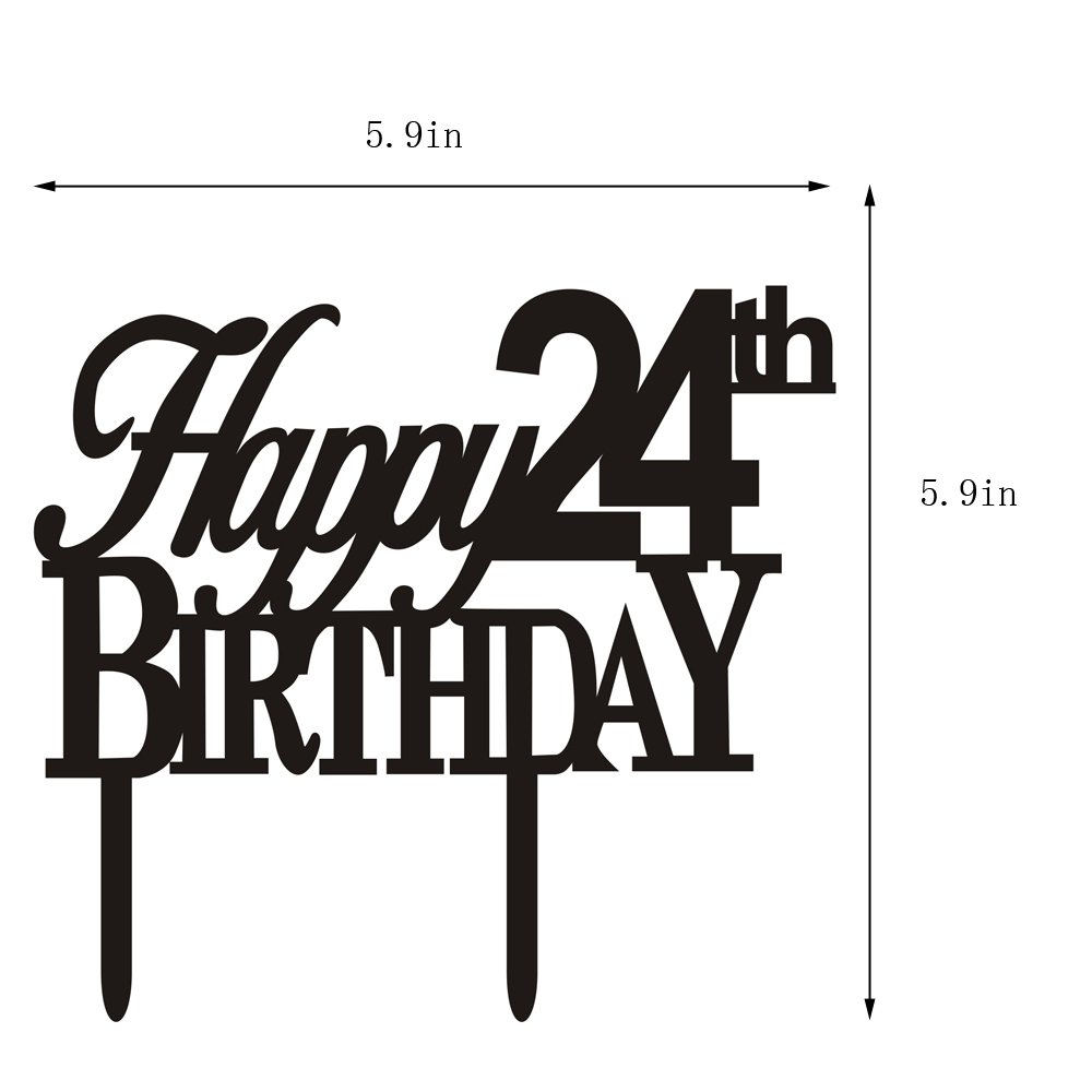 Happy 24th birthday cake topper for 24th birthday cake