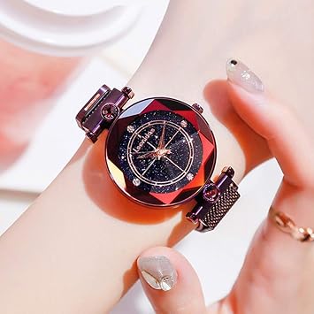 Amazon Co Jp スタースカイクォーツ腕時計ルミナス 磁気メッシュ