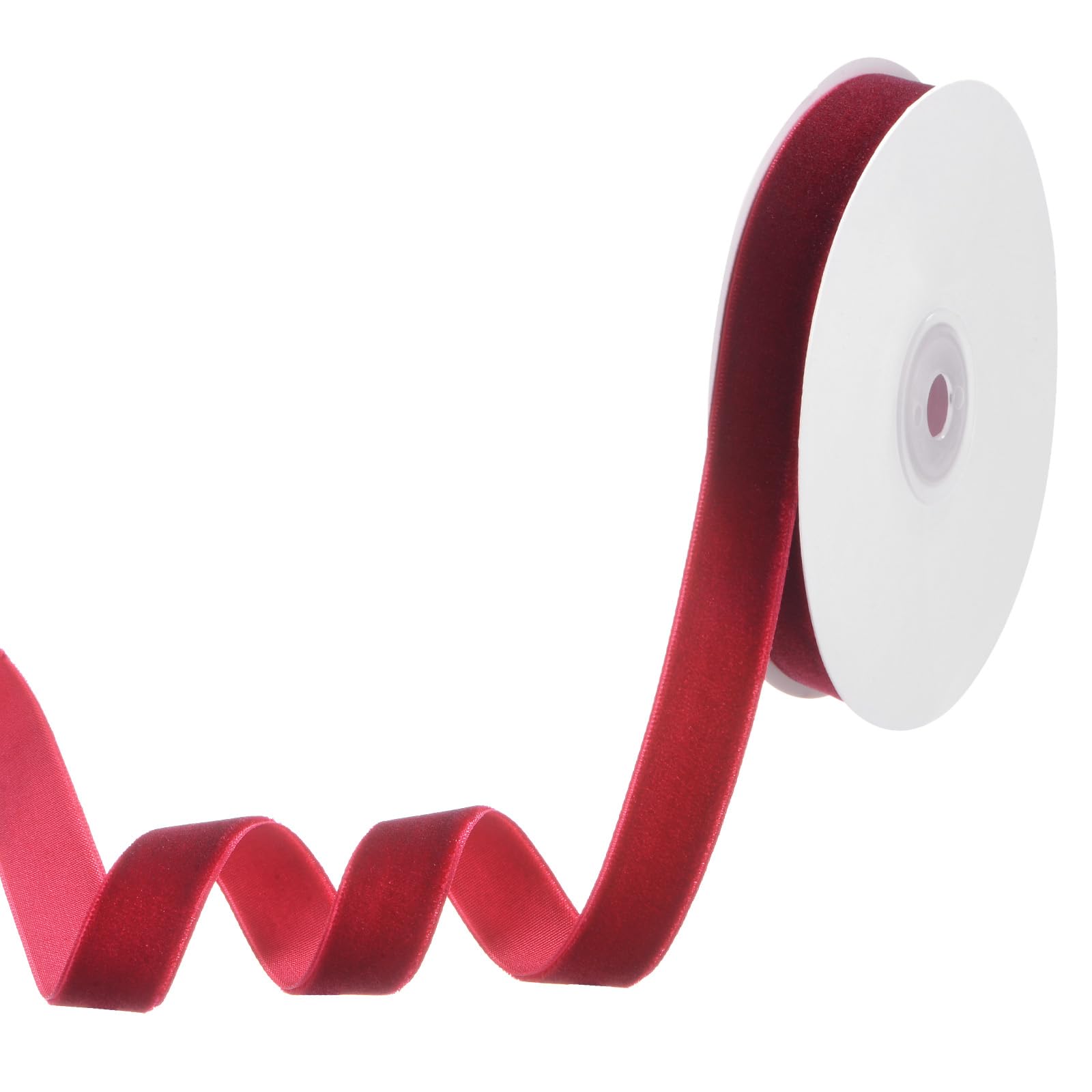 M METERXITY Wine Red Velvet Ribbon, 10 Yards 5/8" Wide Nylon Single Face Thin Velvet Ribbon for Gift Wrapping Wedding Bouquet Hair Bows Wreath Decoration DIY Crafts Fabric Ribbons