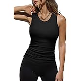 Dokotoo Womens Ladies Ribbed Thick Strap Racerback Tight Slim Fitted Sporty Workout Tank Tops