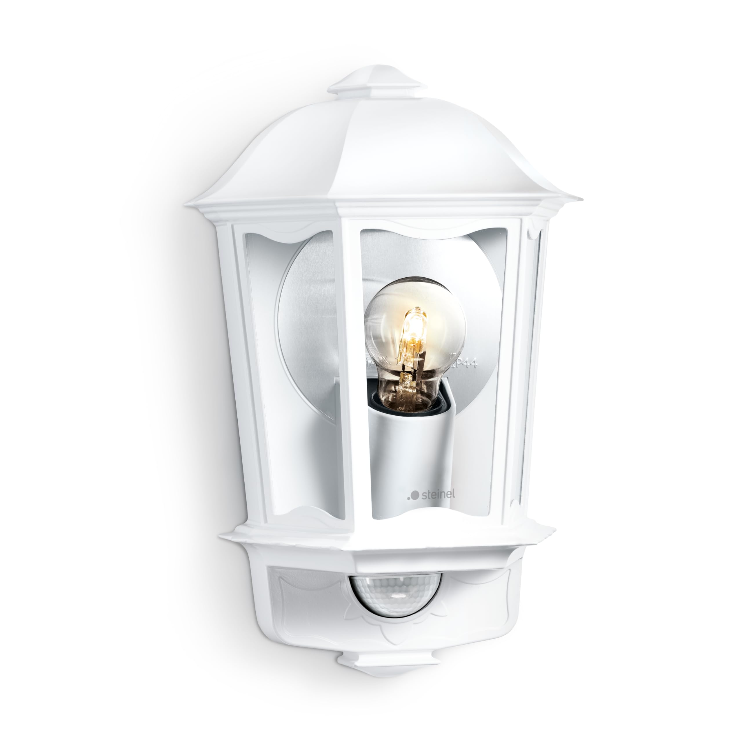 Steinel Outdoor Light L 190 S White, Max. 100 W, Wall Light, 180° Motion Sensor, 12 m Range, Soft Light Start, Aluminium