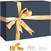 CHARMGIFTBOX Blue Gift Boxes with Lids, 9x7x4 Inches Gift Box with Ribbon, Collapsible Gift Boxes with Magnetic Closure for Presents, Bridesmaid Proposal Box Contains Gift Card Ribbon Tag
