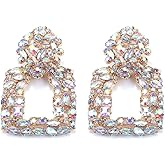 Rectangle Earrings for Women, Teardrop Geometric Dangle Earrings Hypoallergenic, Square Statement Drop Earrings, Sterling Silver, No Gemstone