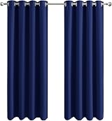 Aspire Homeware Blackout Curtains 2 Panels 66x72 Navy Eyelet Thermal Energy