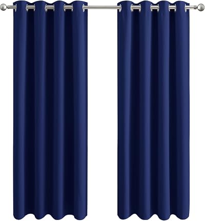 Aspire Homeware Blackout Curtains 2 Panels 66x72 Navy Eyelet Thermal Energy
