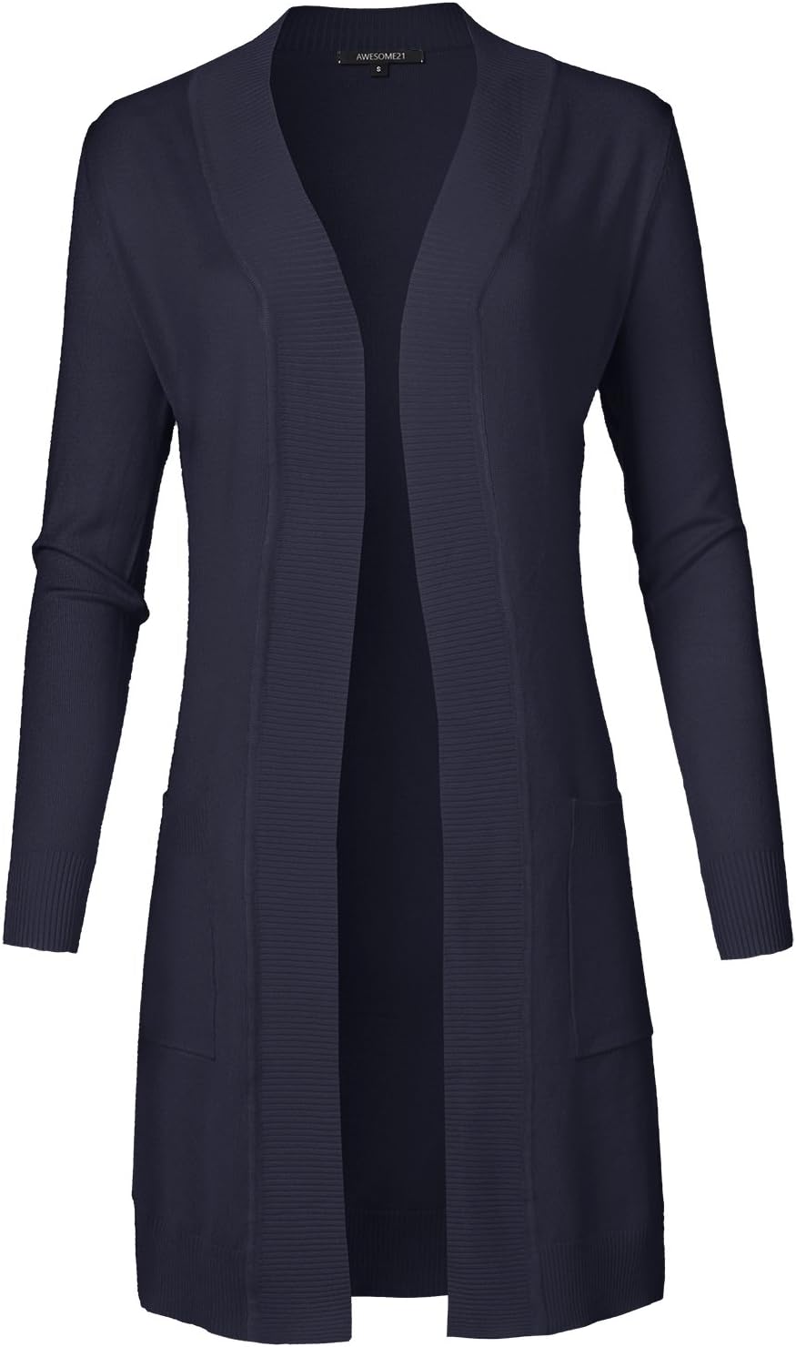 Women's Solid Soft Stretch Long-line Long Sleeve Open Front Knit Cardigan