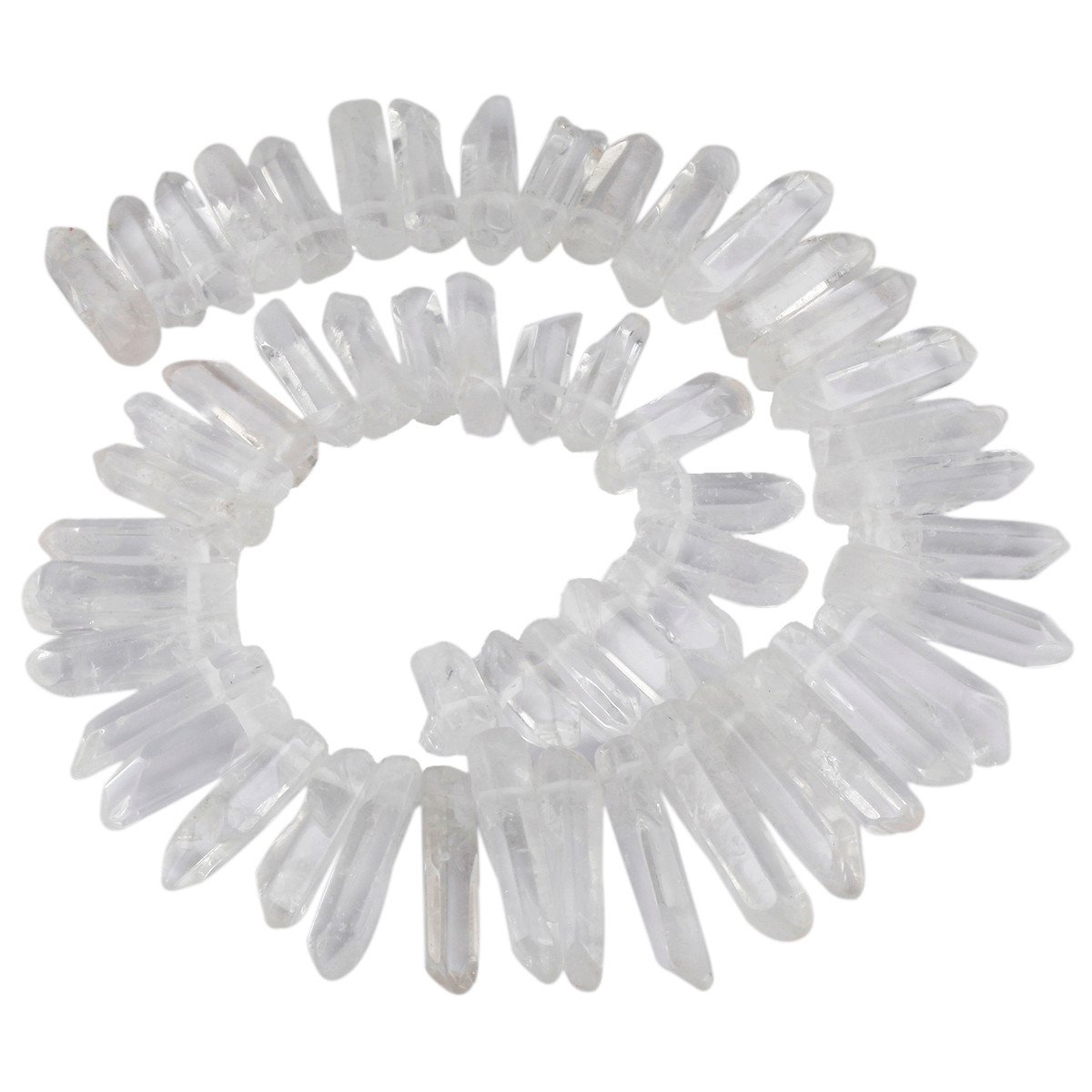KYEYGWO Natural Irregular Rock Crystal Quartz Top Drilled Stick Spike Point Beads Gemstone for Jewellery Making DIY Art Craft