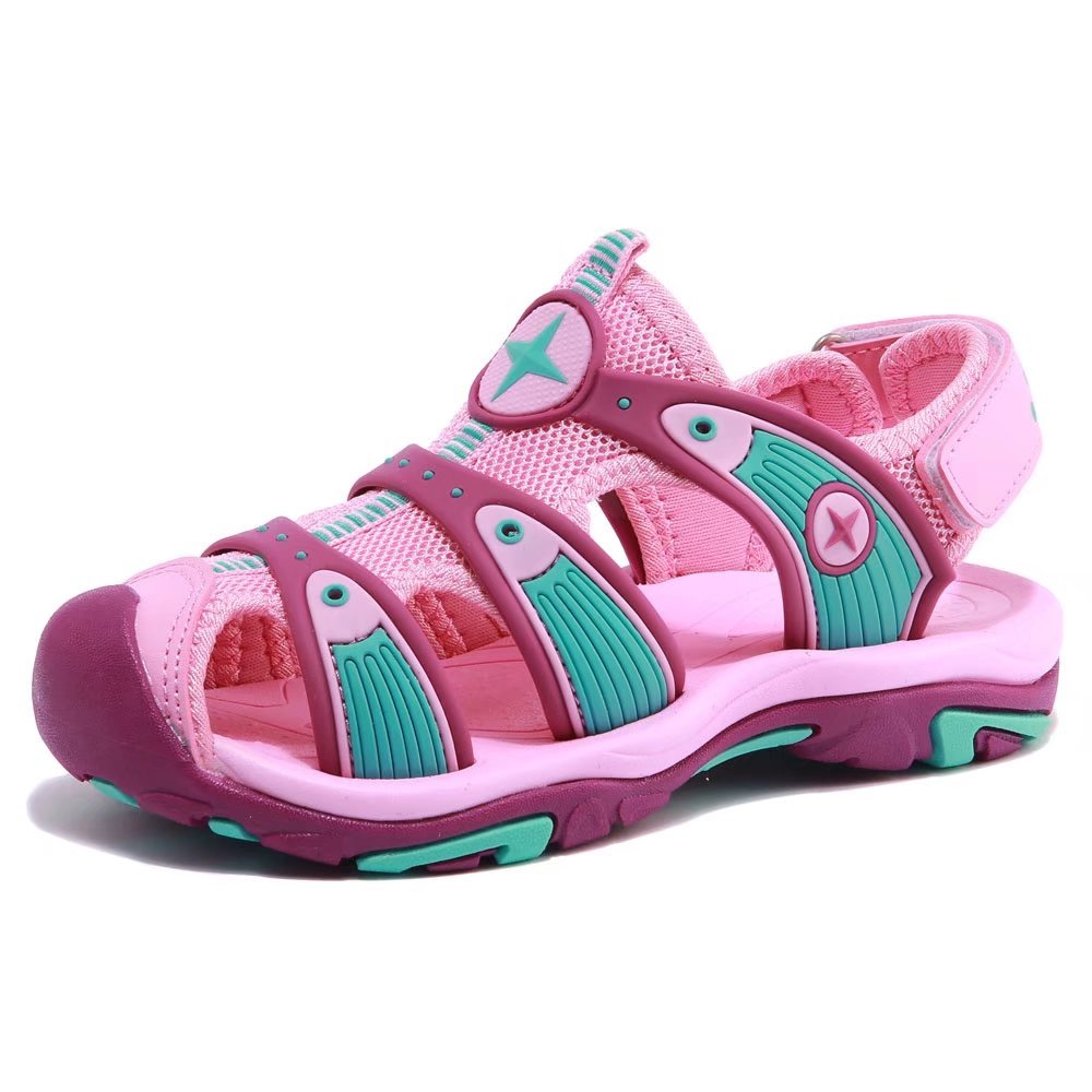 HOBIBEAR Boys Girls Sport Water Sandals Closed-Toe Outdoor(10,Pink)