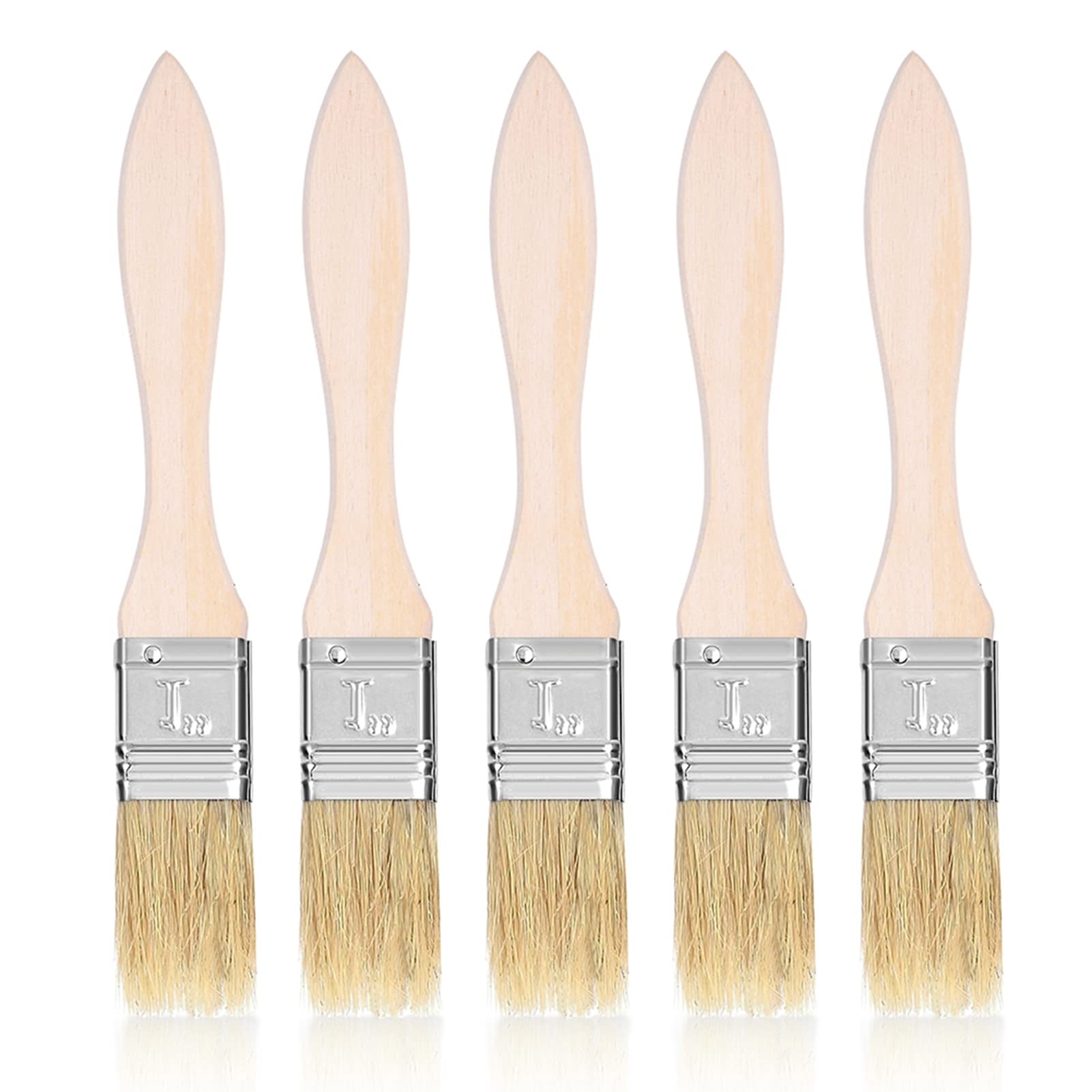 Alomejor 5Pcs BBQ Brush Basting Brushes BBQ Oil Brush with Wooden Handle for Marinades Kitchen Baking Basting Pastries Barbecue Roasts